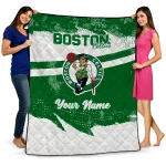 personalized boston celtics brushstroke layers green quilt blanket best selling