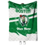 personalized boston celtics brushstroke layers green quilt blanket best selling