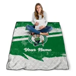 personalized boston celtics brushstroke layers green quilt blanket best selling