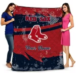 personalized boston red sox brushstroke layers red quilt blanket best selling