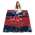 personalized boston red sox brushstroke layers red quilt blanket best selling
