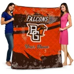 personalized bowling green falcons brushstroke layers orange quilt blanket best selling