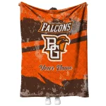 personalized bowling green falcons brushstroke layers orange quilt blanket best selling