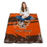 personalized bowling green falcons brushstroke layers orange quilt blanket best selling