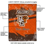 personalized bowling green falcons brushstroke layers orange quilt blanket best selling