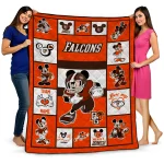 personalized bowling green falcons mickey crimson orange white quilt blanket best selling