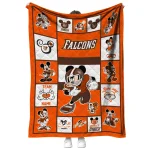 personalized bowling green falcons mickey crimson orange white quilt blanket best selling