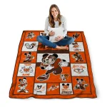 personalized bowling green falcons mickey crimson orange white quilt blanket best selling