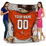 personalized bowling green falcons player sketch orange gray quilt blanket best selling
