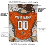personalized bowling green falcons player sketch orange gray quilt blanket best selling