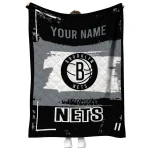 personalized brooklyn nets grunge patch black white quilt blanket best selling
