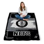 personalized brooklyn nets grunge patch black white quilt blanket best selling