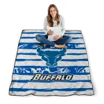 personalized buffalo bulls layered florals royal blue white quilt blanket best selling