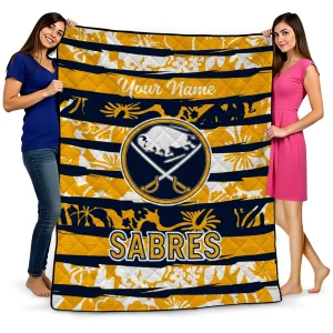 personalized buffalo sabres layered florals navy blue white quilt blanket best selling