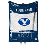 personalized byu cougars grunge patch blue white quilt blanket best selling