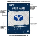 personalized byu cougars grunge patch blue white quilt blanket best selling
