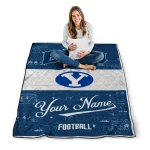 personalized byu cougars hibiscus burst blue white quilt blanket best selling