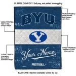 personalized byu cougars hibiscus burst blue white quilt blanket best selling