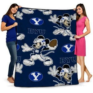 personalized byu cougars mickey football blue quilt blanket best selling