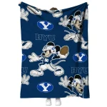 personalized byu cougars mickey football blue quilt blanket best selling