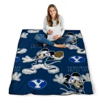 personalized byu cougars mickey football blue quilt blanket best selling