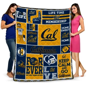 personalized california golden bears helmet passion blue quilt blanket best selling