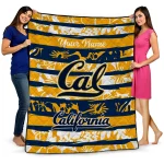 personalized california golden bears layered florals blue white quilt blanket best selling