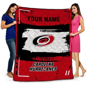 personalized carolina hurricanes grunge patch red white quilt blanket best selling