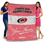 personalized carolina hurricanes pinstripe lines red white quilt blanket best selling