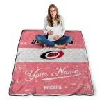 personalized carolina hurricanes pinstripe lines red white quilt blanket best selling
