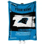 personalized carolina panthers grunge patch blue white quilt blanket best selling