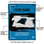 personalized carolina panthers grunge patch blue white quilt blanket best selling