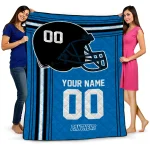 personalized carolina panthers helmet theme blue quilt blanket best selling