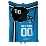 personalized carolina panthers helmet theme blue quilt blanket best selling