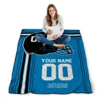 personalized carolina panthers helmet theme blue quilt blanket best selling