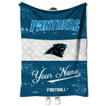 personalized carolina panthers hibiscus burst blue white quilt blanket best selling