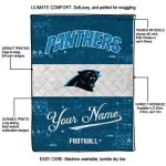 personalized carolina panthers hibiscus burst blue white quilt blanket best selling