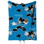personalized carolina panthers mickey football blue quilt blanket best selling