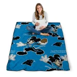 personalized carolina panthers mickey football blue quilt blanket best selling