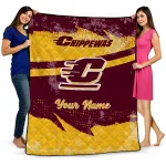 personalized central michigan chippewas brushstroke layers maroon quilt blanket best selling