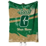 personalized charlotte 49ers brushstroke layers green quilt blanket best selling