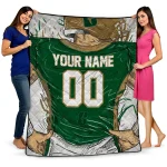 personalized charlotte 49ers player sketch green gray quilt blanket best selling
