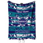 personalized charlotte hornets layered florals teal white quilt blanket best selling