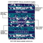 personalized charlotte hornets layered florals teal white quilt blanket best selling