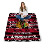 personalized chicago blackhawks layered florals red white quilt blanket best selling