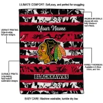 personalized chicago blackhawks layered florals red white quilt blanket best selling