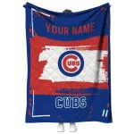 personalized chicago cubs grunge patch blue white quilt blanket best selling
