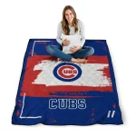 personalized chicago cubs grunge patch blue white quilt blanket best selling
