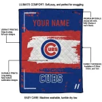 personalized chicago cubs grunge patch blue white quilt blanket best selling