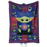 personalized chicago cubs yody baby motif blue quilt blanket best selling